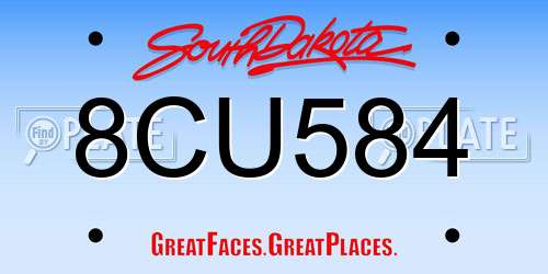 8CU584 South Dakota License Plate