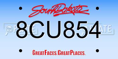 8CU854 South Dakota License Plate