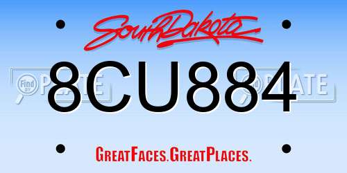 8CU884 South Dakota License Plate