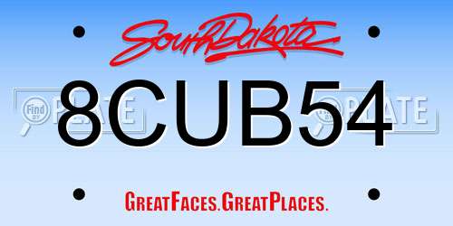 8CUB54 South Dakota License Plate