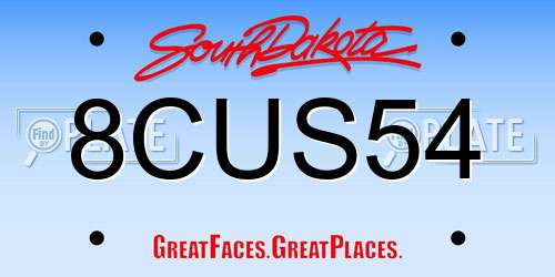 8CUS54 South Dakota License Plate
