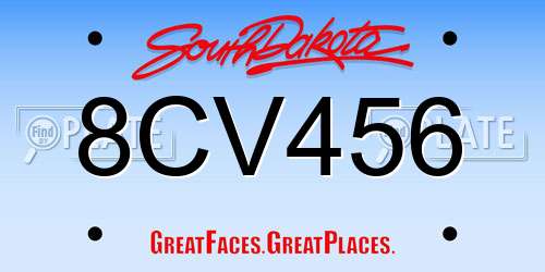 8CV456 South Dakota License Plate
