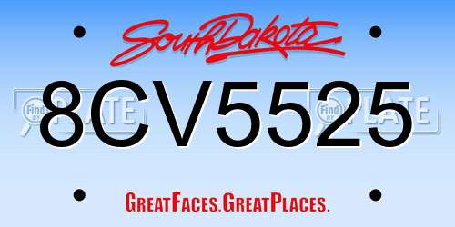 8CV5525 South Dakota License Plate