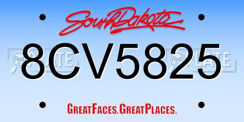 8CV5825 South Dakota License Plate