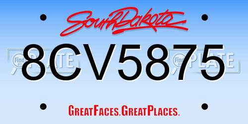 8CV5875 South Dakota License Plate