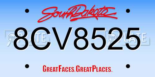 8CV8525 South Dakota License Plate