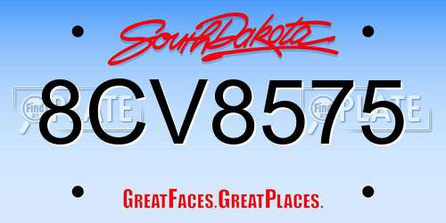 8CV8575 South Dakota License Plate