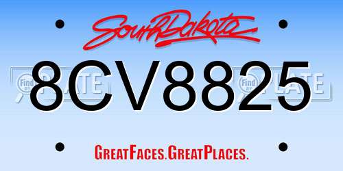 8CV8825 South Dakota License Plate