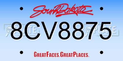 8CV8875 South Dakota License Plate