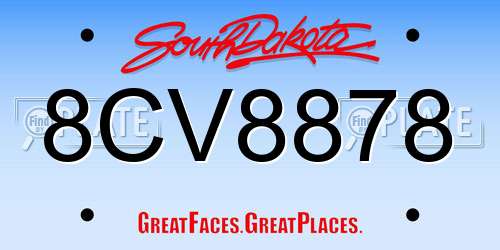8CV8878 South Dakota License Plate