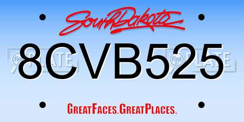 8CVB525 South Dakota License Plate
