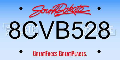 8CVB528 South Dakota License Plate