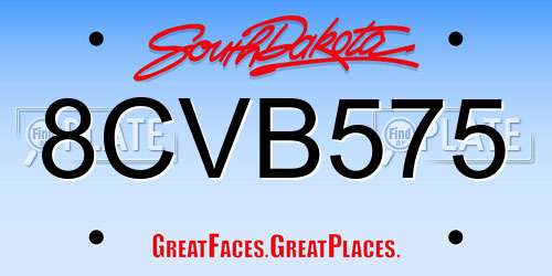 8CVB575 South Dakota License Plate