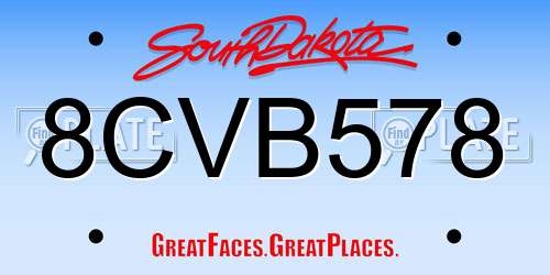 8CVB578 South Dakota License Plate