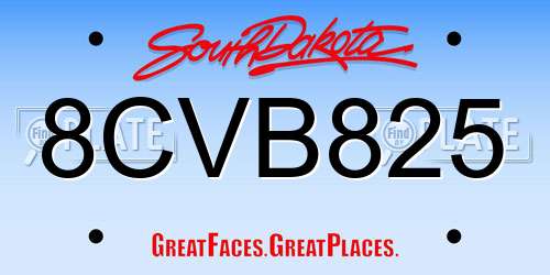 8CVB825 South Dakota License Plate