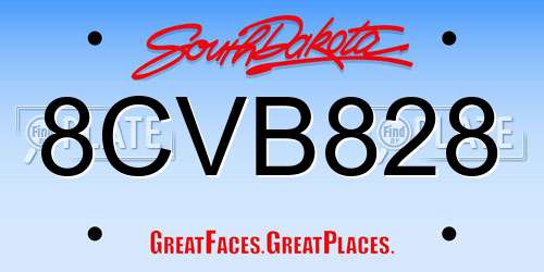 8CVB828 South Dakota License Plate