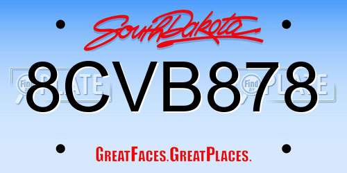 8CVB878 South Dakota License Plate