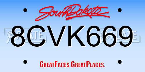 8CVK669 South Dakota License Plate