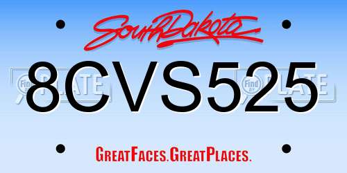 8CVS525 South Dakota License Plate