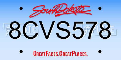 8CVS578 South Dakota License Plate