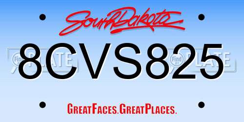 8CVS825 South Dakota License Plate