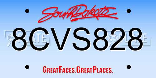 8CVS828 South Dakota License Plate