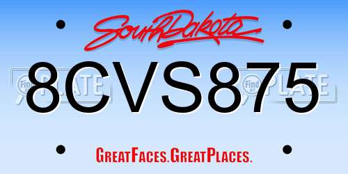 8CVS875 South Dakota License Plate