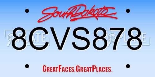 8CVS878 South Dakota License Plate