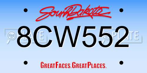 8CW552 South Dakota License Plate