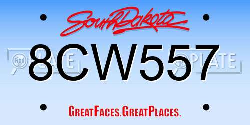 8CW557 South Dakota License Plate