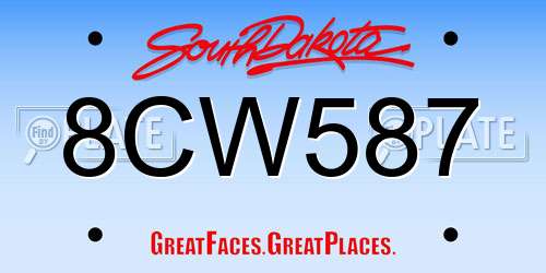 8CW587 South Dakota License Plate