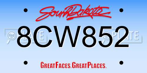 8CW852 South Dakota License Plate