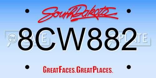 8CW882 South Dakota License Plate