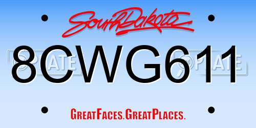 8CWG611 South Dakota License Plate