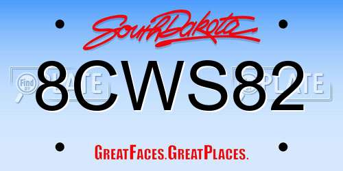 8CWS82 South Dakota License Plate