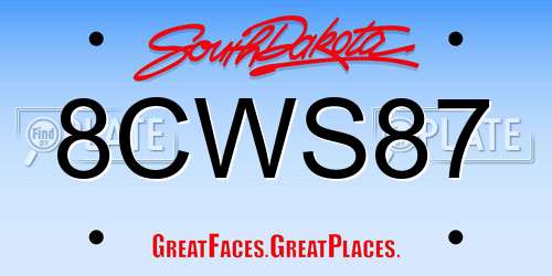 8CWS87 South Dakota License Plate