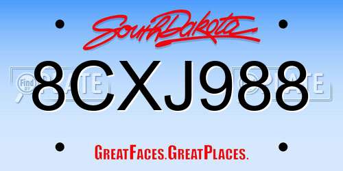 8CXJ988 South Dakota License Plate