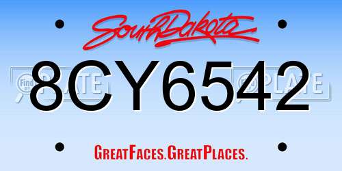 8CY6542 South Dakota License Plate