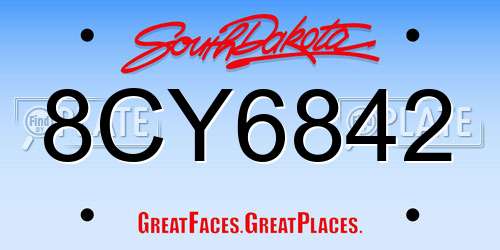 8CY6842 South Dakota License Plate