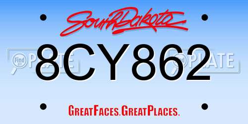 8CY862 South Dakota License Plate