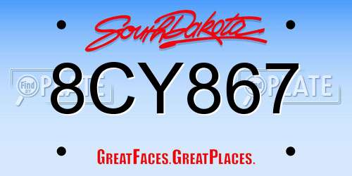8CY867 South Dakota License Plate