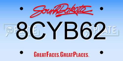 8CYB62 South Dakota License Plate