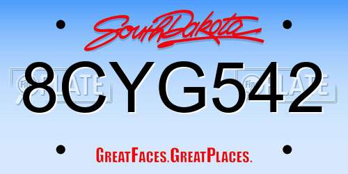 8CYG542 South Dakota License Plate