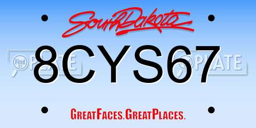 8CYS67 South Dakota License Plate