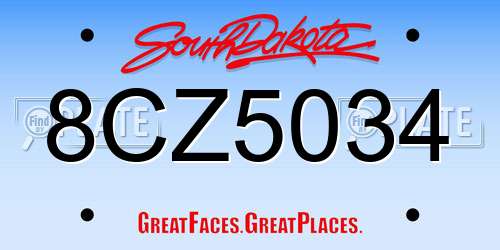 8CZ5034 South Dakota License Plate