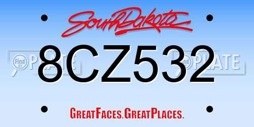 8CZ532 South Dakota License Plate