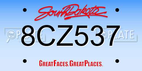 8CZ537 South Dakota License Plate