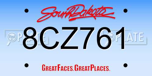8CZ761 South Dakota License Plate