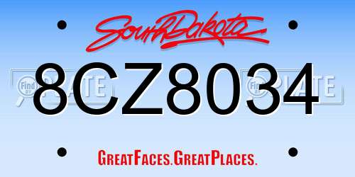 8CZ8034 South Dakota License Plate