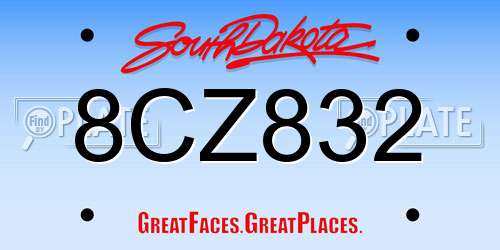 8CZ832 South Dakota License Plate